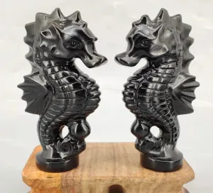 Natural Black Obsidian Seahorse