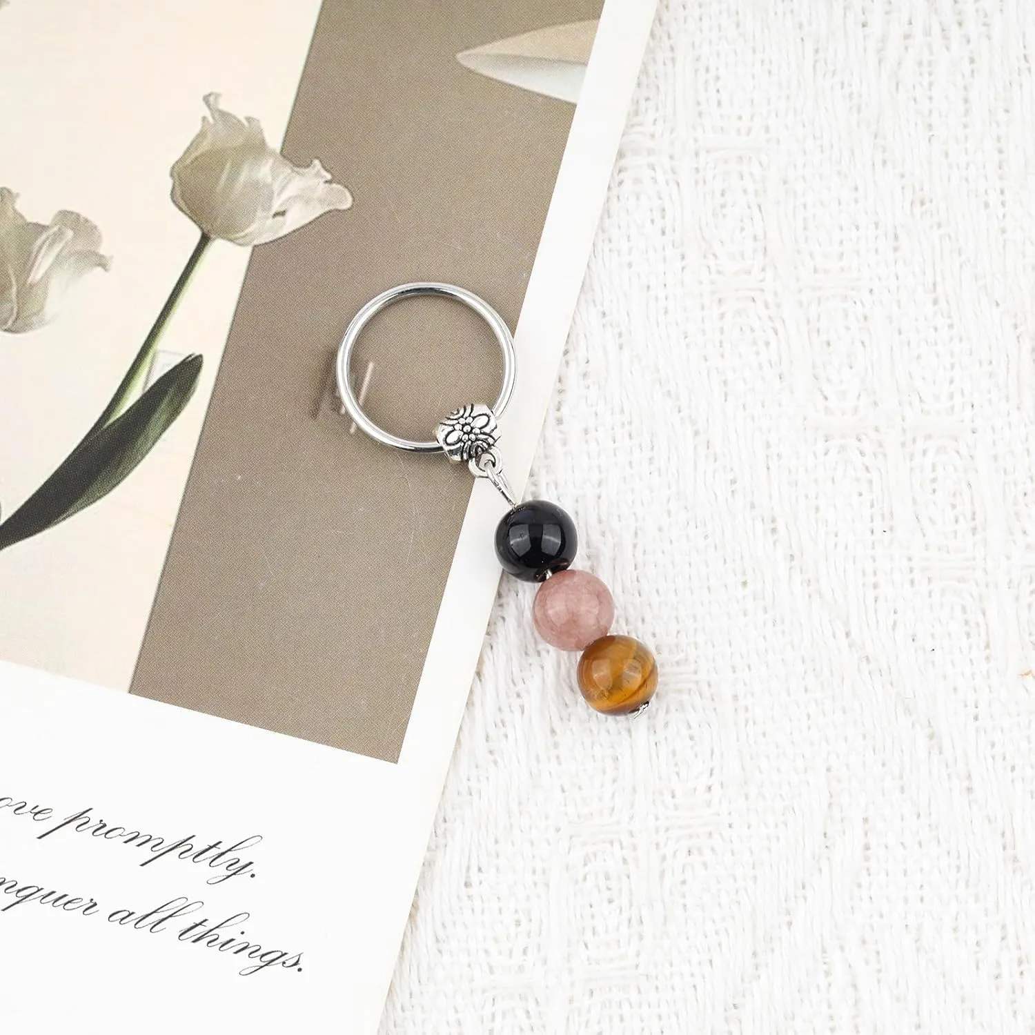 Natural Crystals Keychain, New Beginnings Gifts for Women, Birthday Gift for Women, Keychain for Relieving Anxiety