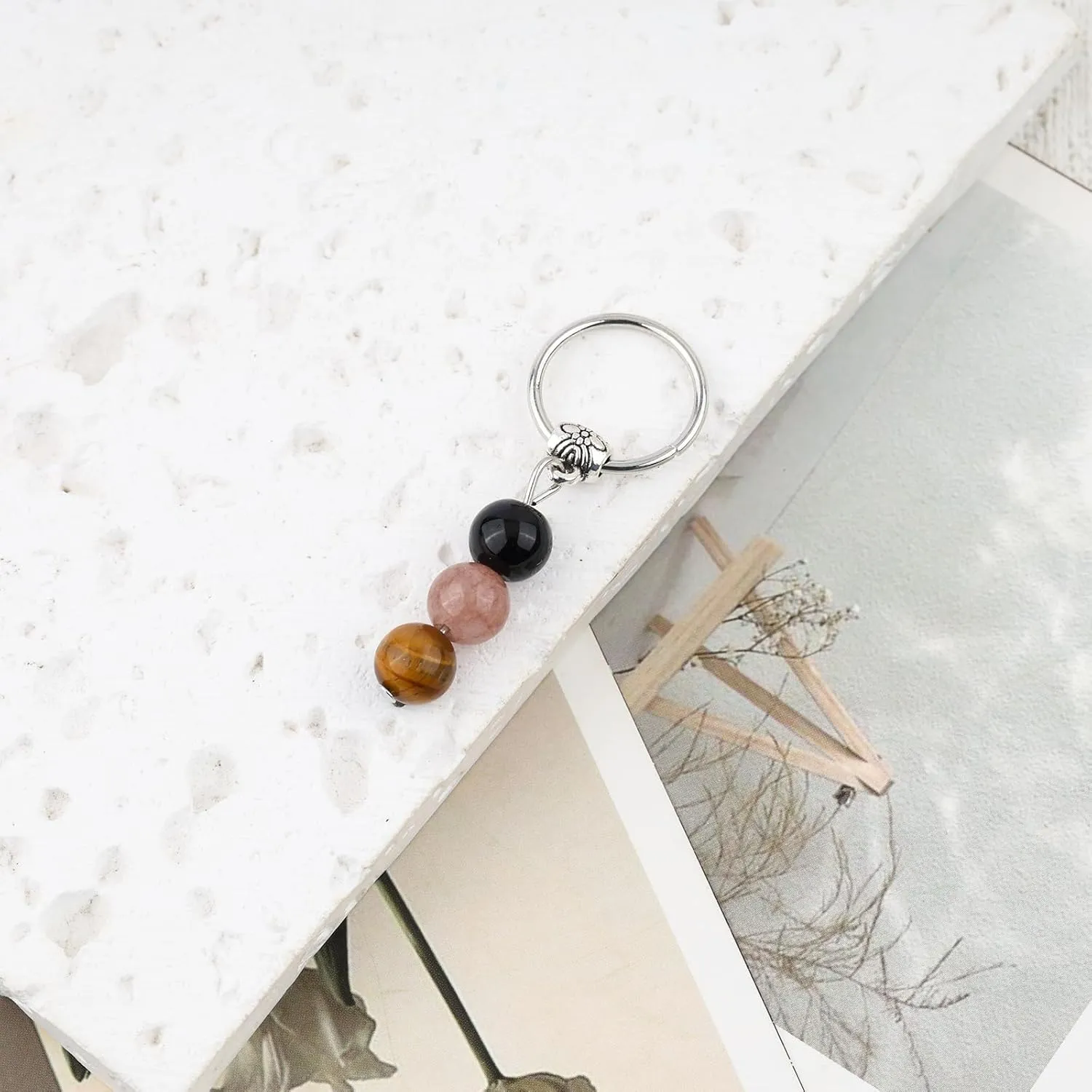 Natural Crystals Keychain, New Beginnings Gifts for Women, Birthday Gift for Women, Keychain for Relieving Anxiety