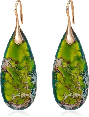 Natural Stone Earrings Waterdrop Stone Dangle Earrings for Women
