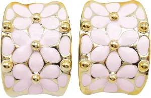 Navachi 18k Gold Plated Square Rainbow Colorful Enamel Leaves Flower Omega Back Earrings