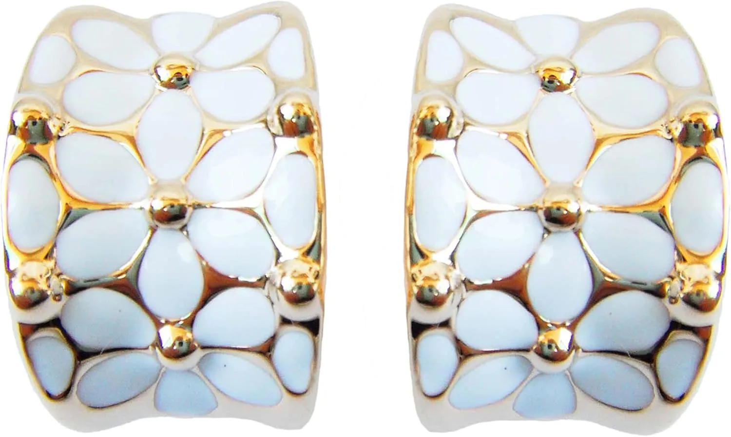 Navachi 18k Gold Plated Square Rainbow Colorful Enamel Leaves Flower Omega Back Earrings