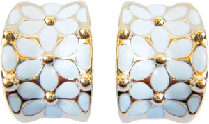 Navachi 18k Gold Plated Square Rainbow Colorful Enamel Leaves Flower Omega Back Earrings