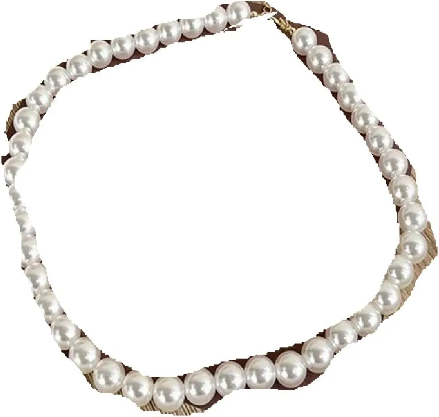 New 2025 Vintage Elegant Wedding Big Pearl Necklace For Women Fashion White Imitation Choker Jewelry Trendy Accessories Creative Gift