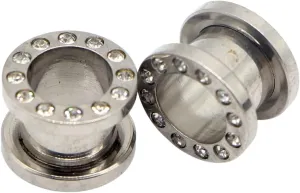New 2026 2Pc Stainless Steel Hq Crystal Zircon Ear Tunnels Plug Screw Fit Colorful Ear Flesh Gauge Ear Expanders Jewelry 2-10Mm Jewelry Fashion Accessories Creative Gift