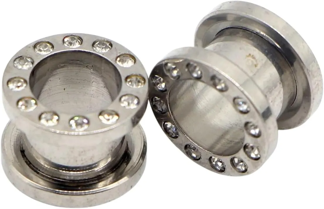 New 2026 2Pc Stainless Steel Hq Crystal Zircon Ear Tunnels Plug Screw Fit Colorful Ear Flesh Gauge Ear Expanders Jewelry 2-10Mm Jewelry Fashion Accessories Creative Gift