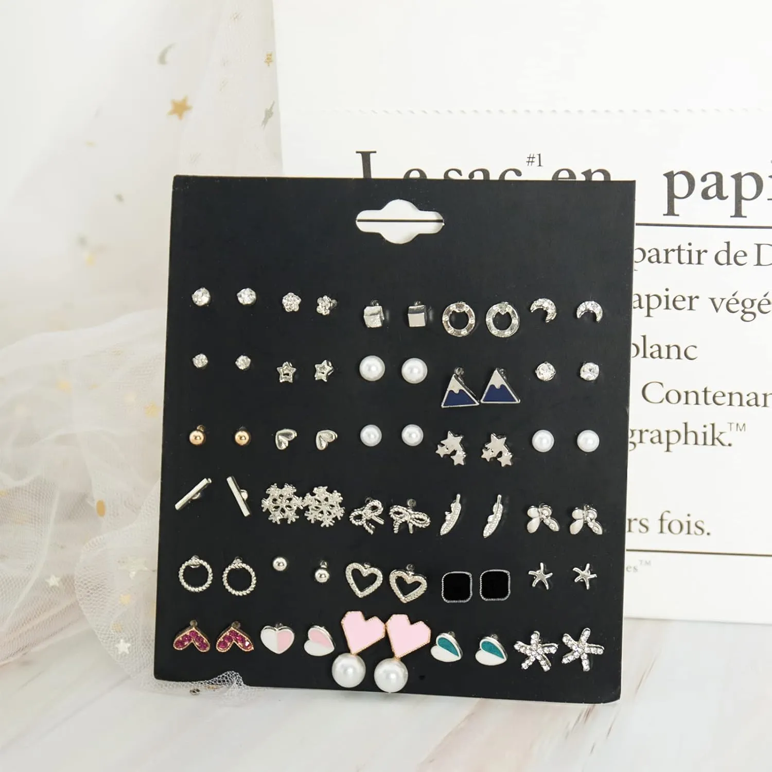 NEWITIN 30 Pairs Colorful Cute Earrings for Girls Sensitive Ears Hypoallergenic Girl Stud Earrings Set Stainless Steel Cartoon Stud for Girls and Women