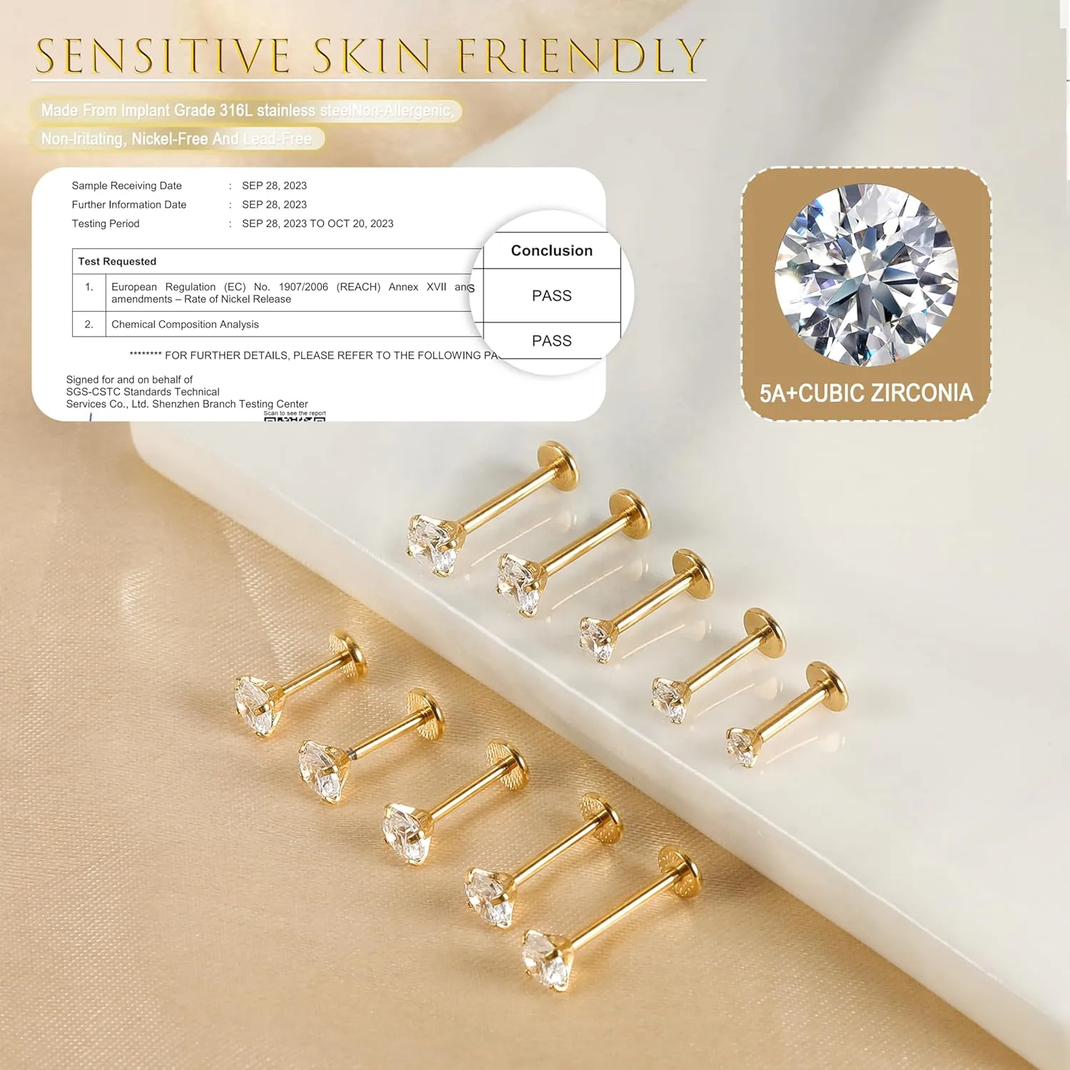 Nose Rings Stud Surgical Steel Internal Thread Piercing Jewelry Set Nose Medusa Lip Labret Hypoallergenic Clicker Hoop Septum Rings Cartilage Tragus Helix Conch Earrings for Women Men 16G 18G