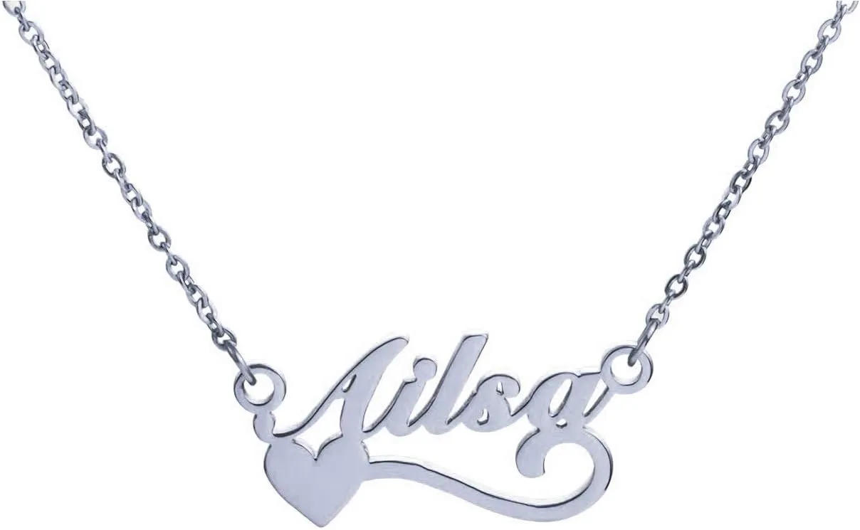 NOUMANDA Personalized Nameplate Stainless Steel Heart Shaped Custom Various Fonts Design Pendant Necklace Women Jewelry