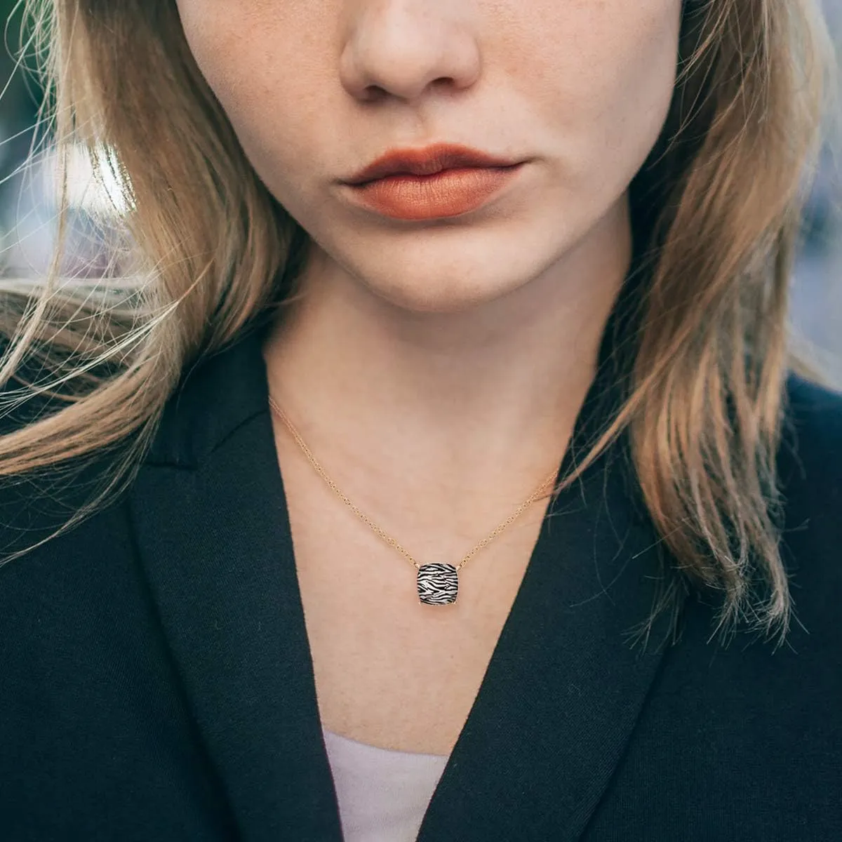 NTLX Pendant Necklace for Women - Dainty Cushion Cut Gemstone Necklace with 16-19 Chain - Simple, Delicate, Tasteful Acrylic Gems with a 14K Gold-Plated Brass Chain - Colorful Gems