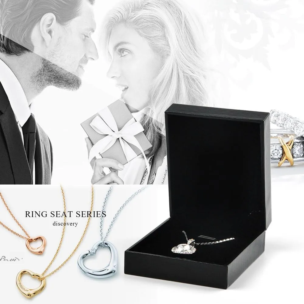 Oirlv Black Pendant Gift Box Wedding/Propose Jewelry Box Velvet Insert
