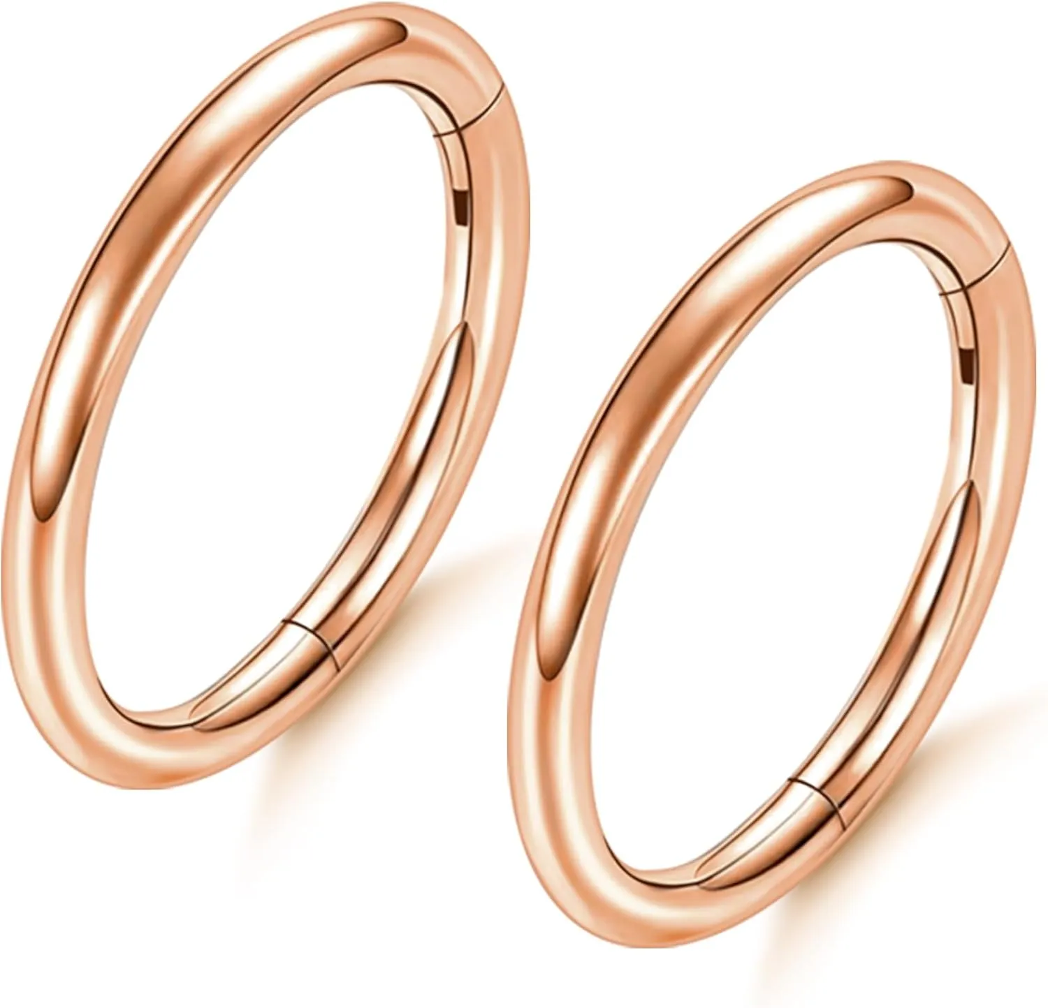 ONESING 2 PCS Nose Rings Hoops 14G 16G 18G 20G Surgical Steel Septum Rings Cartilage Tragus Round Hinged Nose Rings Piercing Jewelry for Women Men 6-12mm