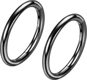 ONESING 2 PCS Nose Rings Hoops 14G 16G 18G 20G Surgical Steel Septum Rings Cartilage Tragus Round Hinged Nose Rings Piercing Jewelry for Women Men 6-12mm
