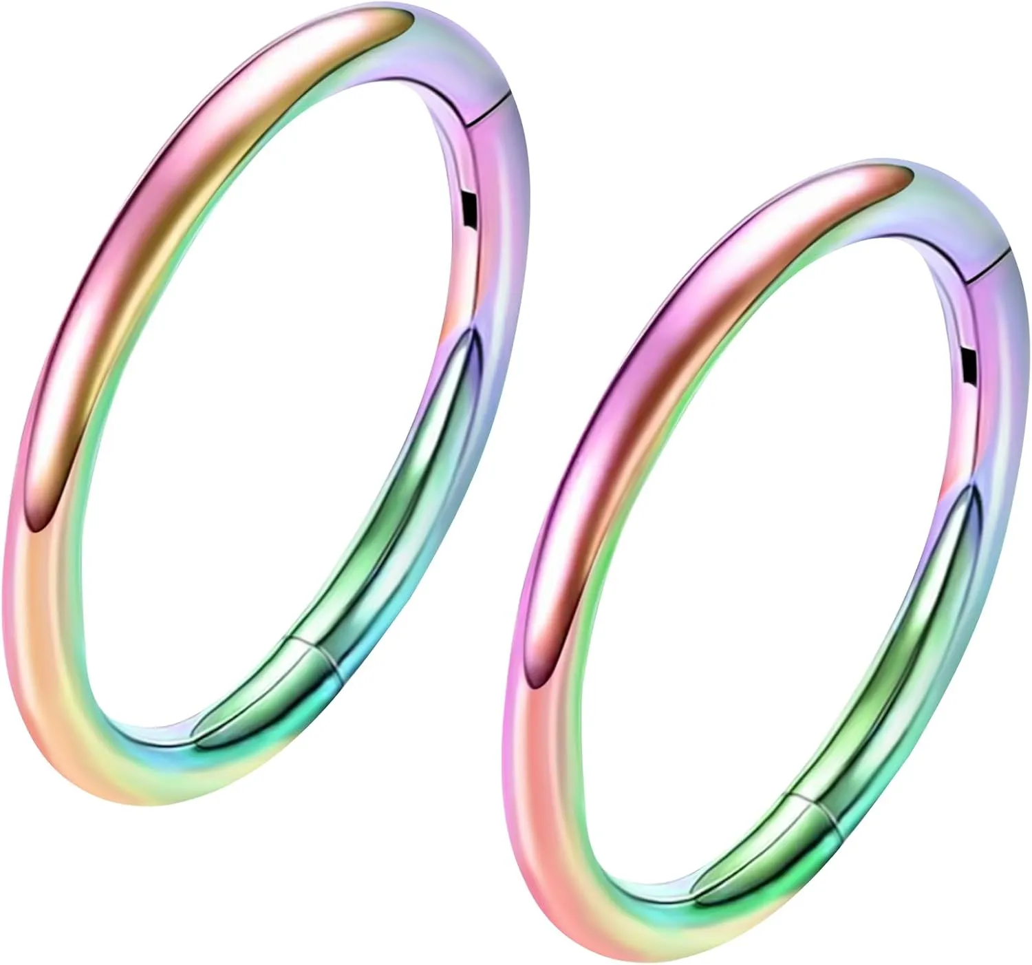 ONESING 2 PCS Nose Rings Hoops 14G 16G 18G 20G Surgical Steel Septum Rings Cartilage Tragus Round Hinged Nose Rings Piercing Jewelry for Women Men 6-12mm