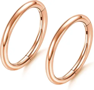 ONESING 2 PCS Nose Rings Hoops 14G 16G 18G 20G Surgical Steel Septum Rings Cartilage Tragus Round Hinged Nose Rings Piercing Jewelry for Women Men 6-12mm