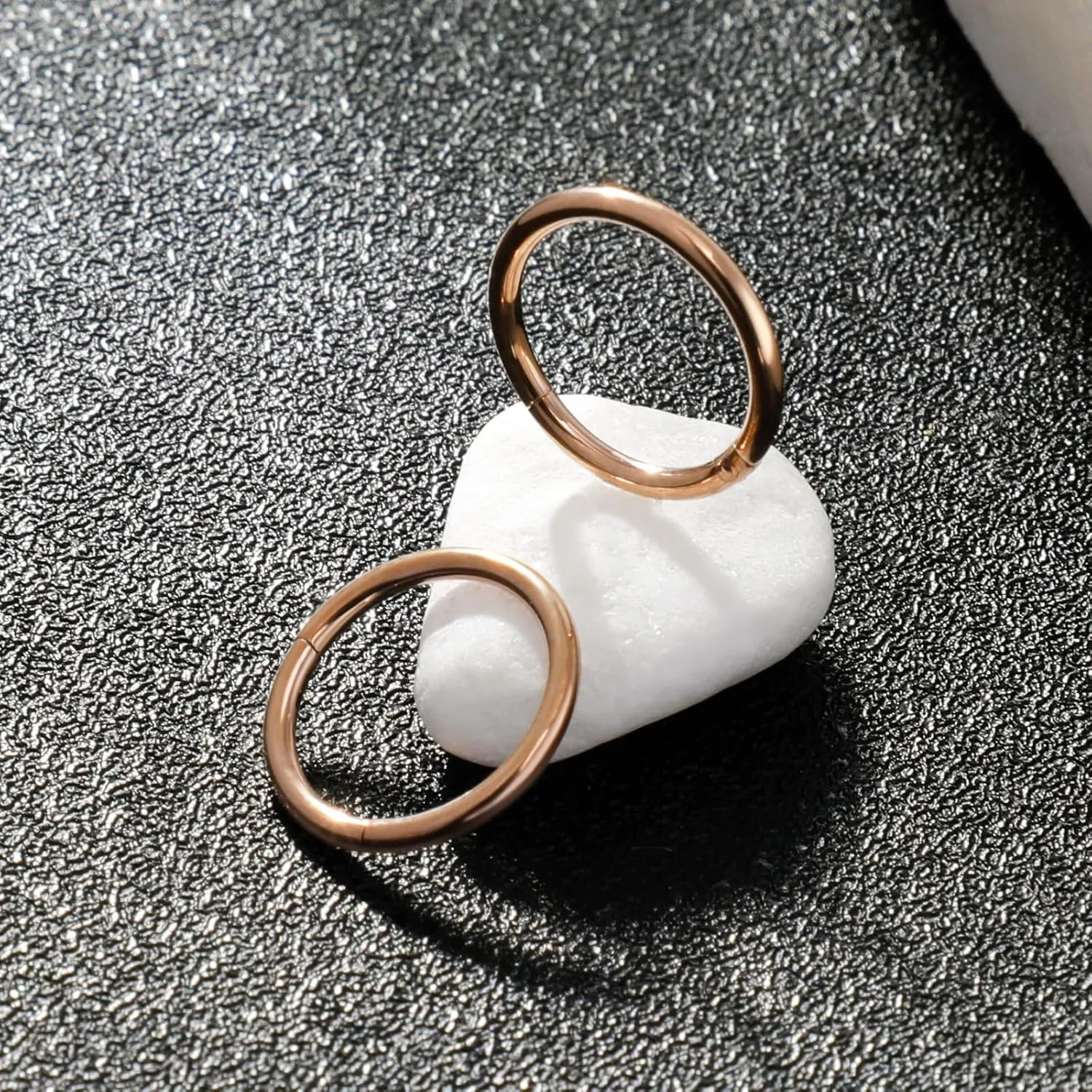 ONESING 2 PCS Nose Rings Hoops 14G 16G 18G 20G Surgical Steel Septum Rings Cartilage Tragus Round Hinged Nose Rings Piercing Jewelry for Women Men 6-12mm