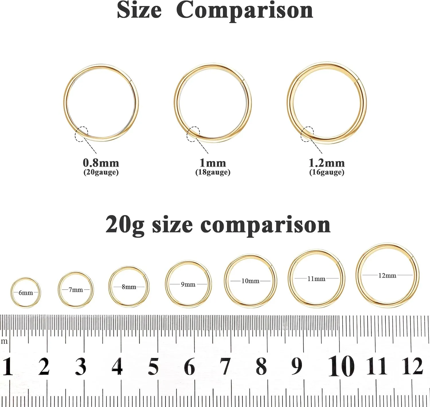 ONESING 3Pcs Nose Rings Hoops 16G 18G 20G Hoop Nose rings for Women 316L Surgical Steel Nose Hoops Hinged Cartilage Conch Septum Rings Double Hoop Nose Rings Tragus Earrings Nose Piercing Jewelry 6-12mm