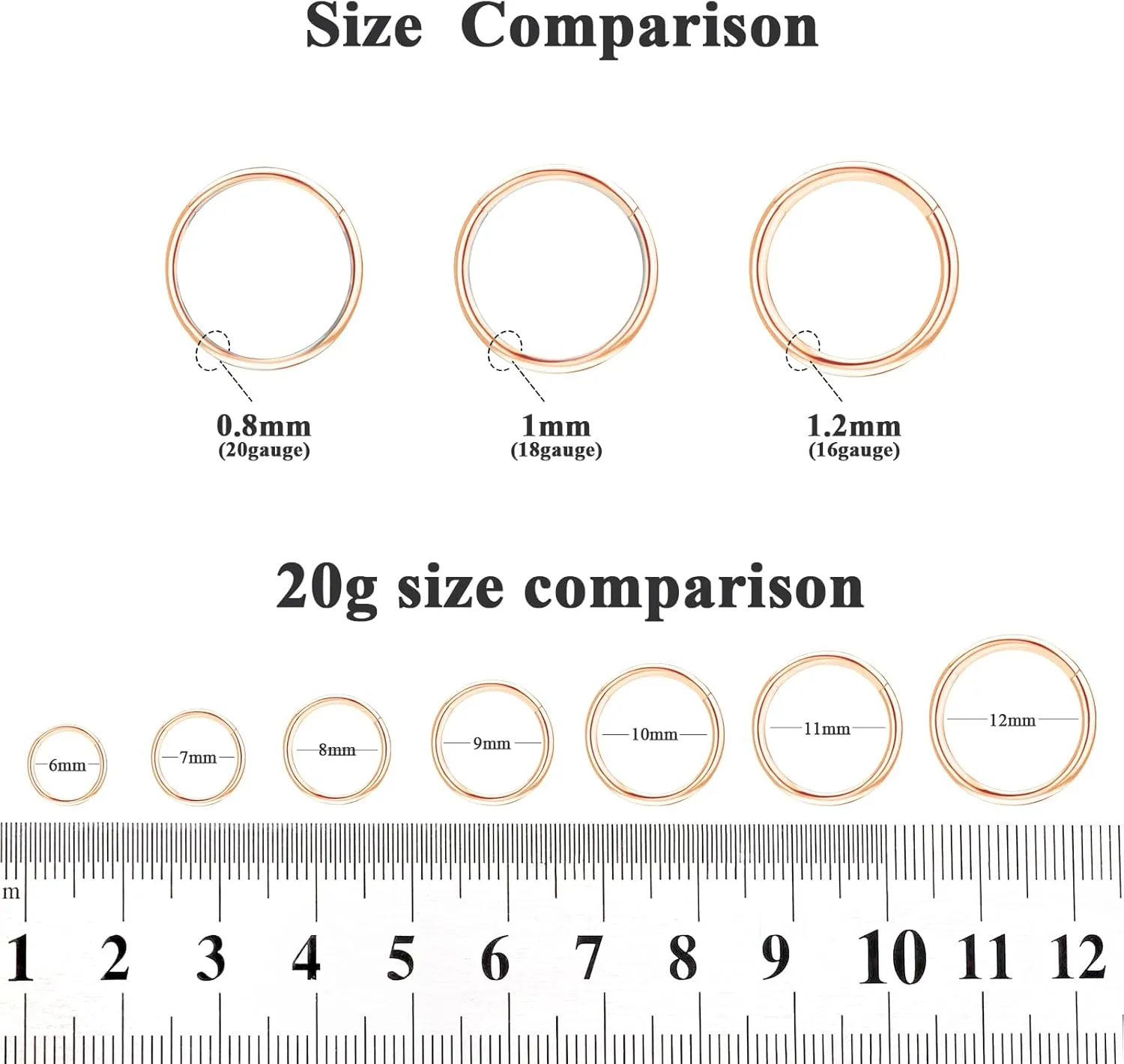 ONESING 3Pcs Nose Rings Hoops 16G 18G 20G Hoop Nose rings for Women 316L Surgical Steel Nose Hoops Hinged Cartilage Conch Septum Rings Double Hoop Nose Rings Tragus Earrings Nose Piercing Jewelry 6-12mm