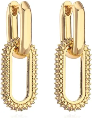 Orzeen Gold Earrings for Women, Trendy 14K Gold Plated Dainty Huggie Hoops, Lightweight Minimalist Paperclip Dangle Earrings, Hypoallergenic, Non-Tarnish Jewelry Gift for Women