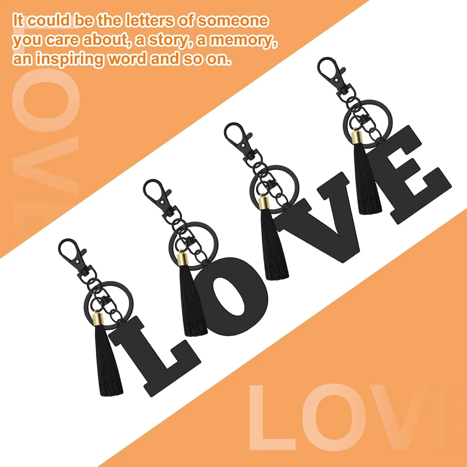 Oubaka Initial Monogram A-Z Keychain for Women, Cute Initial Letter Keychain with Tassel for Handbag Car Key Bag Keyring
