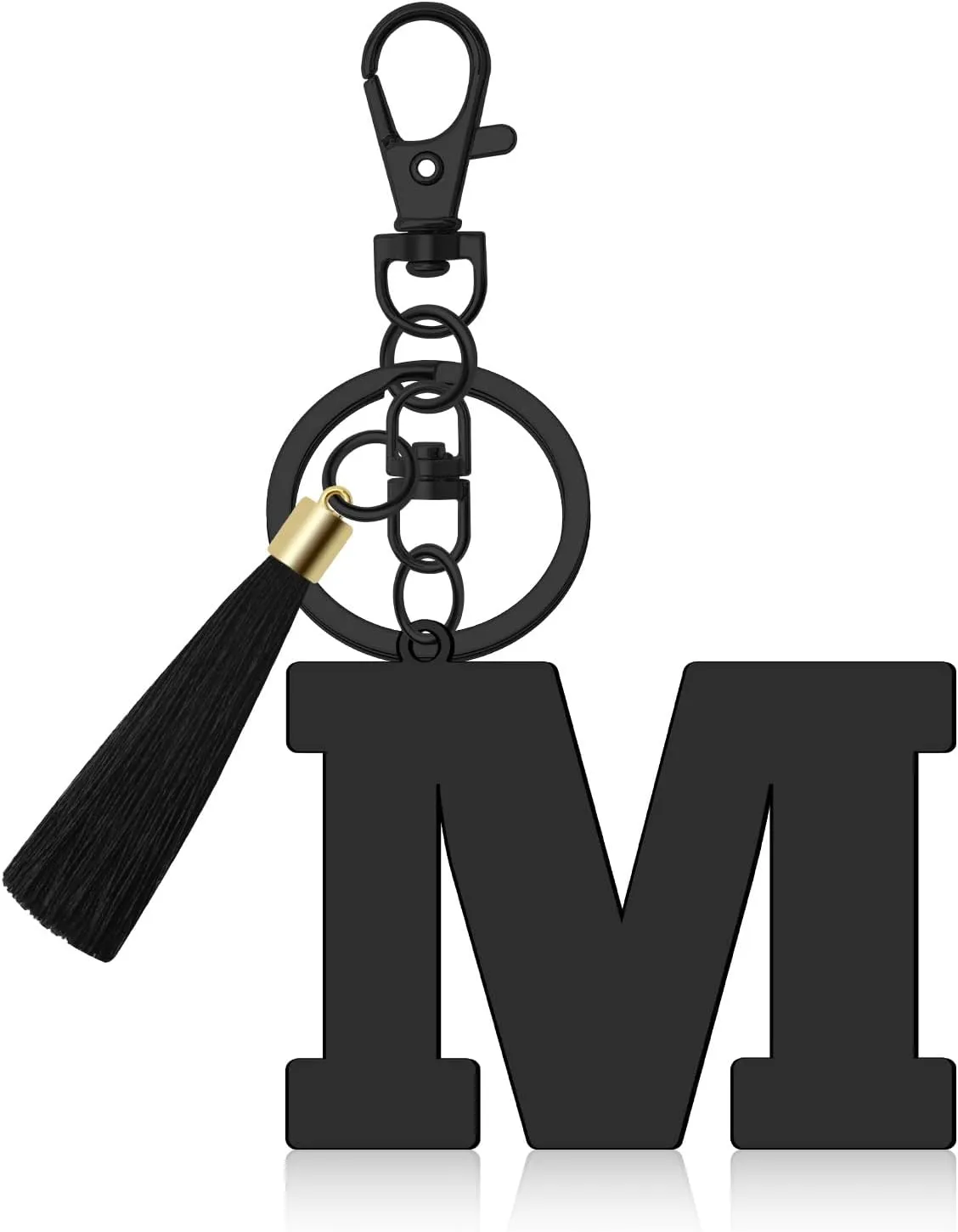Oubaka Initial Monogram A-Z Keychain for Women, Cute Initial Letter Keychain with Tassel for Handbag Car Key Bag Keyring