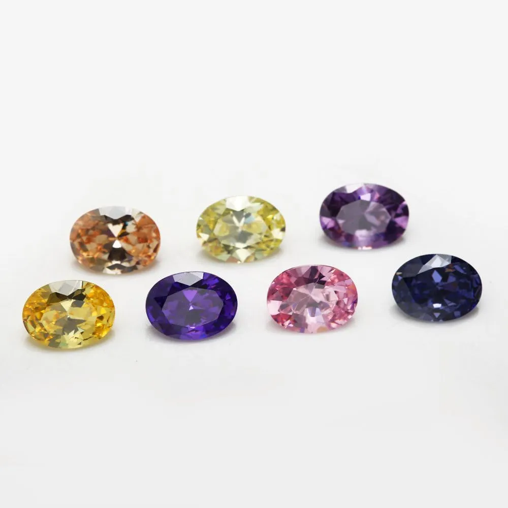 Oval Shape Cubic Zirconia Synthetic Gemstone Mix 15 Colors 5A Loose CZ Stone for Jewelry Making