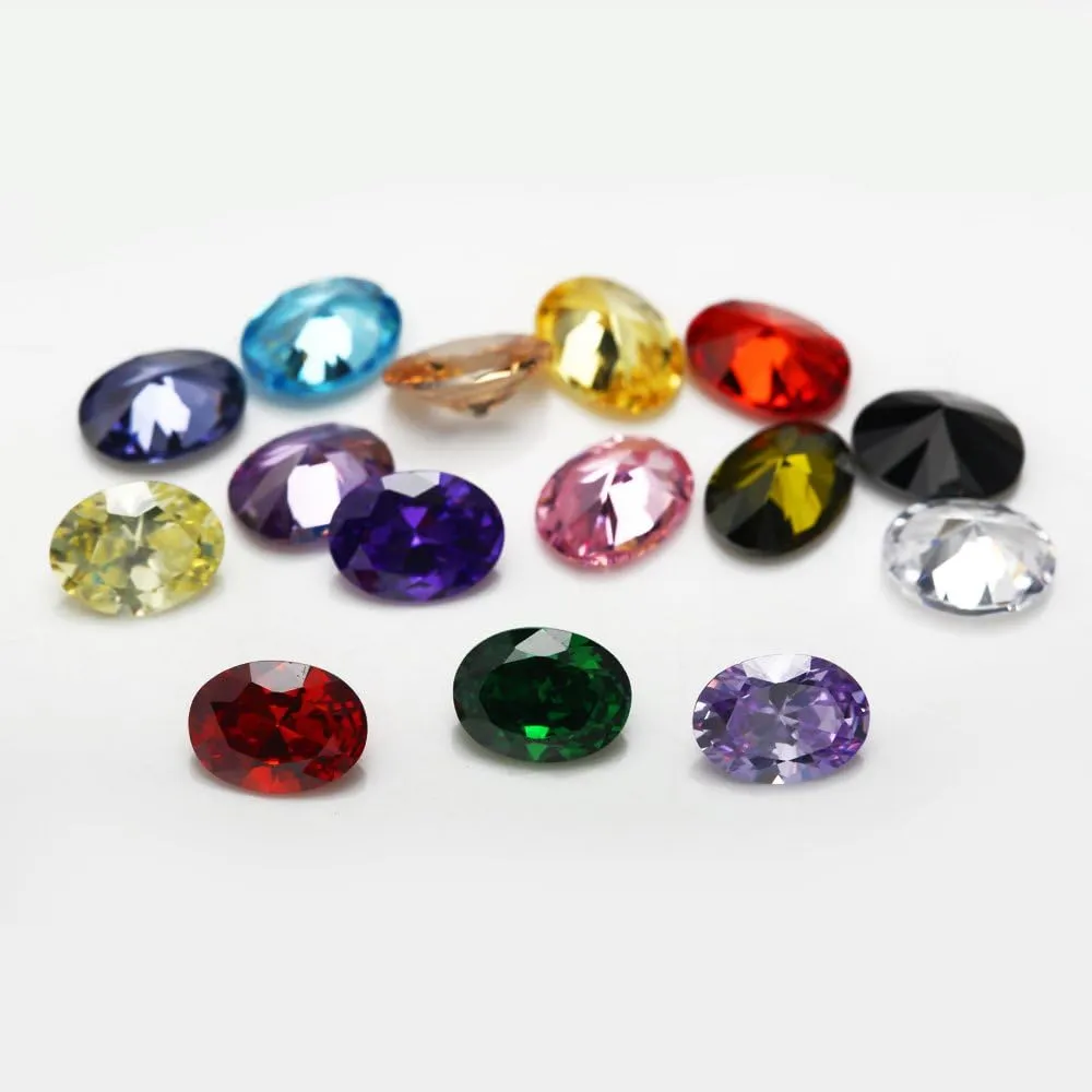 Oval Shape Cubic Zirconia Synthetic Gemstone Mix 15 Colors 5A Loose CZ Stone for Jewelry Making