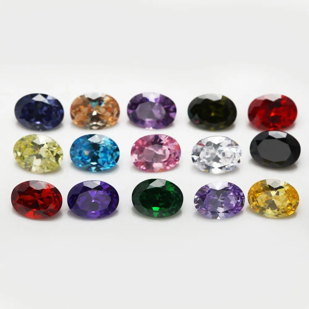Oval Shape Cubic Zirconia Synthetic Gemstone Mix 15 Colors 5A Loose CZ Stone for Jewelry Making