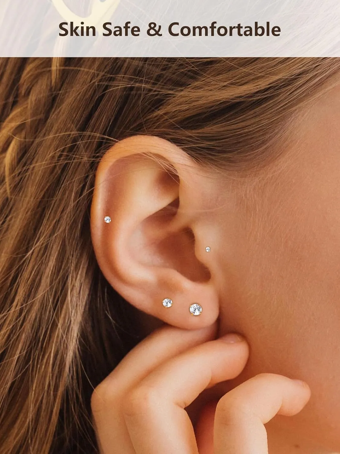 Oveta Threadless Push in Lip Rings 16G/18G/20G Labret Jewelry CZ Lip Studs Stainless Steel Cartilage Earrings for Women Monroe Medusa Piercing Jewelry 6/7/8/10/12mm Bar Length