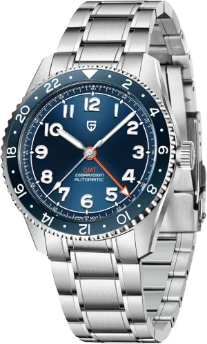 Pagani Design Men's Watch Automatic GMT Wristwatch for Men with Stainless Steel Strap Japan NH34A Movement Sapphire Glass Waterproof Luminous Classic Business