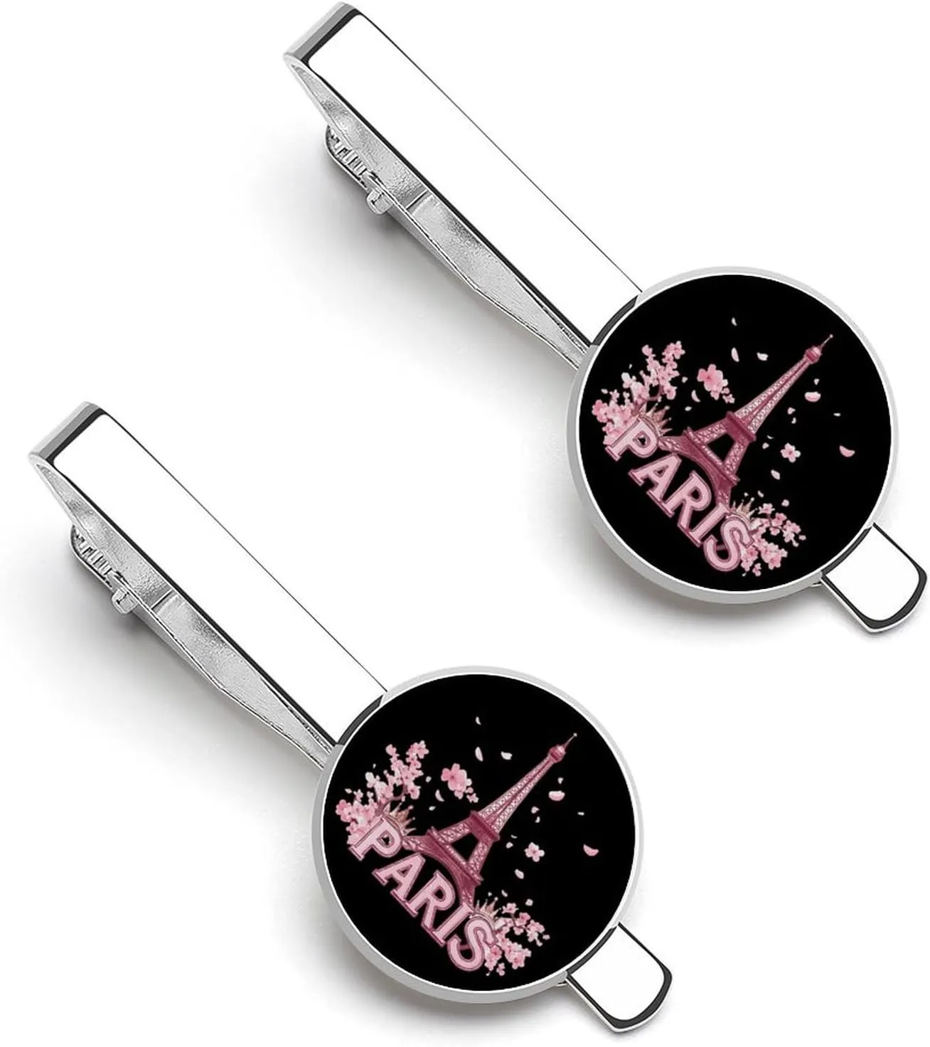Paris Eiffel Tower Men's Tie Clip Tie Bar Round Tie Clasp Classic Tie Tack Pins Jewelry Accessories