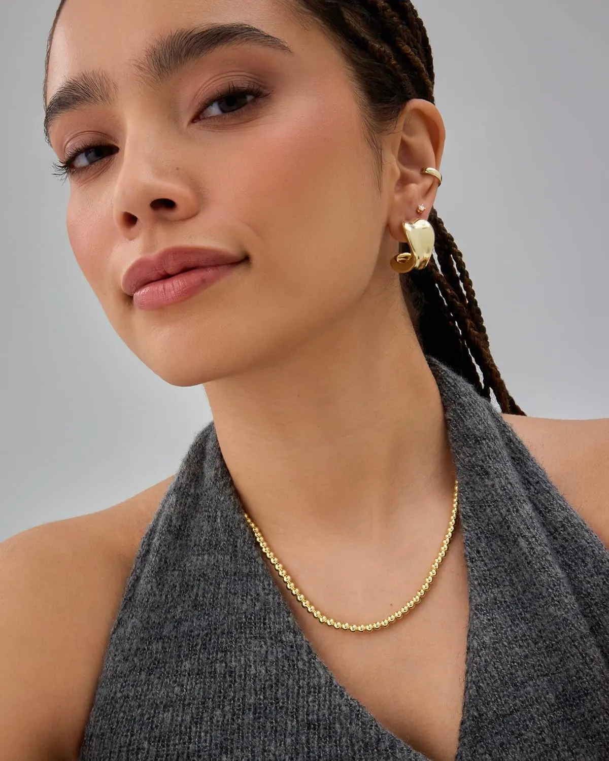 PAVOI 14K Gold Plated Small Bead Ball Chain Necklace for Women - Adjustable Dainty Gold Beaded Necklace - Trendy Choker Chain Layering Jewelry
