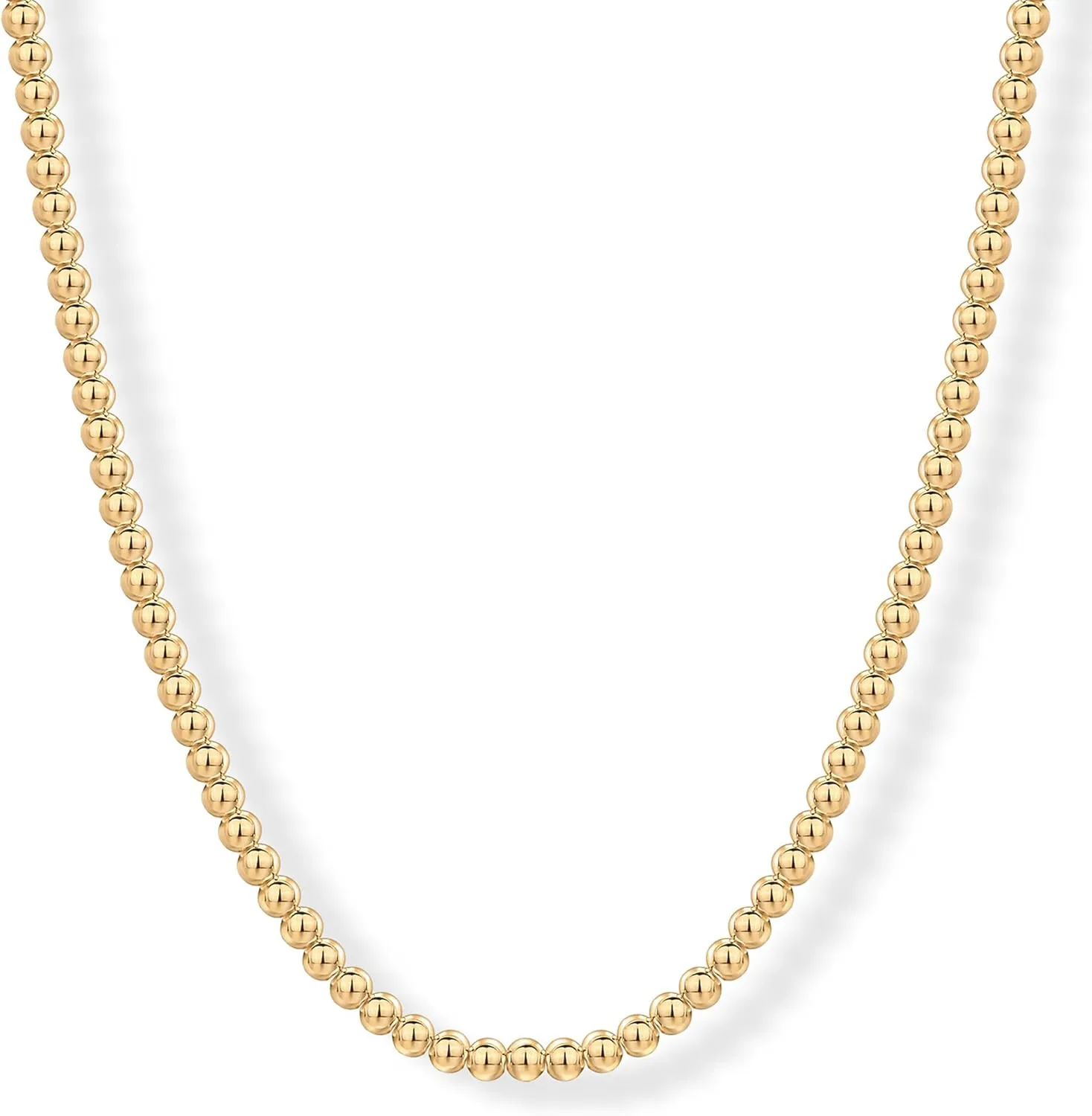 PAVOI 14K Gold Plated Small Bead Ball Chain Necklace for Women - Adjustable Dainty Gold Beaded Necklace - Trendy Choker Chain Layering Jewelry
