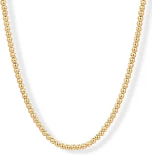 PAVOI 14K Gold Plated Small Bead Ball Chain Necklace for Women - Adjustable Dainty Gold Beaded Necklace - Trendy Choker Chain Layering Jewelry