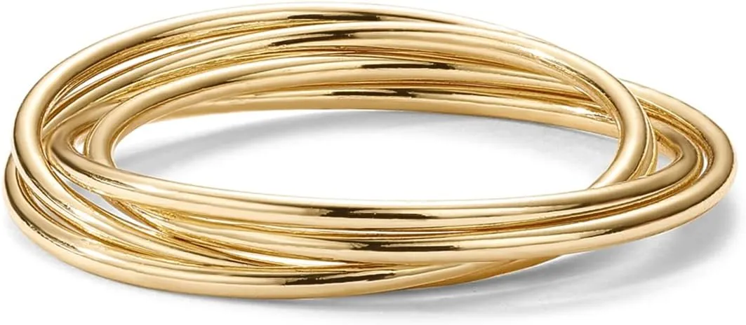 PAVOI 14K Plated Interlocked Rolling Anxiety Fidget Ring for Women and Men - Stacking Gold Ring