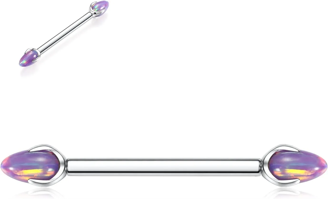 PEAKLINK Nipple Ring Internally Threaded Nipple Barbell 14G Nipple Piercing Jewelry G23 Titanium Nipple Bar Nipple Body Piercing Jewelry for Women 12mm to 16mm