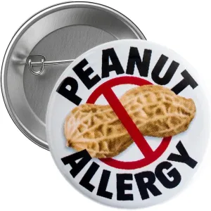 Peanut Allergy Alert Button 1.5 Pin  Safety Awareness Badge for Backpacks, Bags, & Clothing  Food Allergy Warning Zipper Pull for Kids & Adults