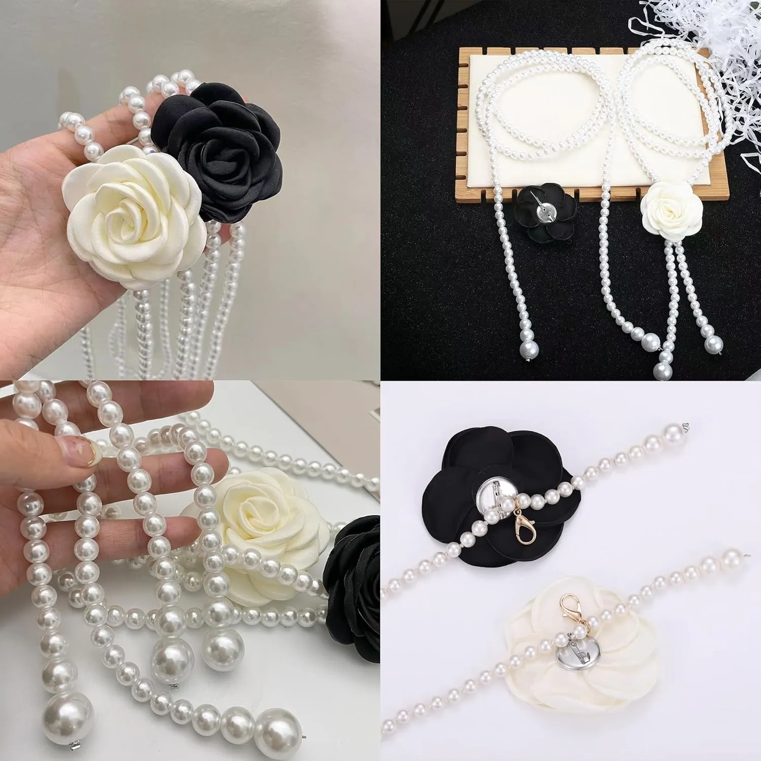 Pearl Belt Flower Pearl Chain Belt for Women Dresses Camellia Pearl Waist Chain White Belt Belly Body Chains Wedding Belt for Bridal Prom Jewelry Gift