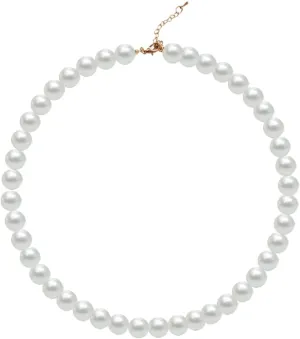 Pearl Necklace for Women, 4/6/8/10mm White Imitation Pearl Necklace, Round Faux Glass Pearl Necklace, Pearl Choker Necklace, Elegant Wedding Parties Necklace