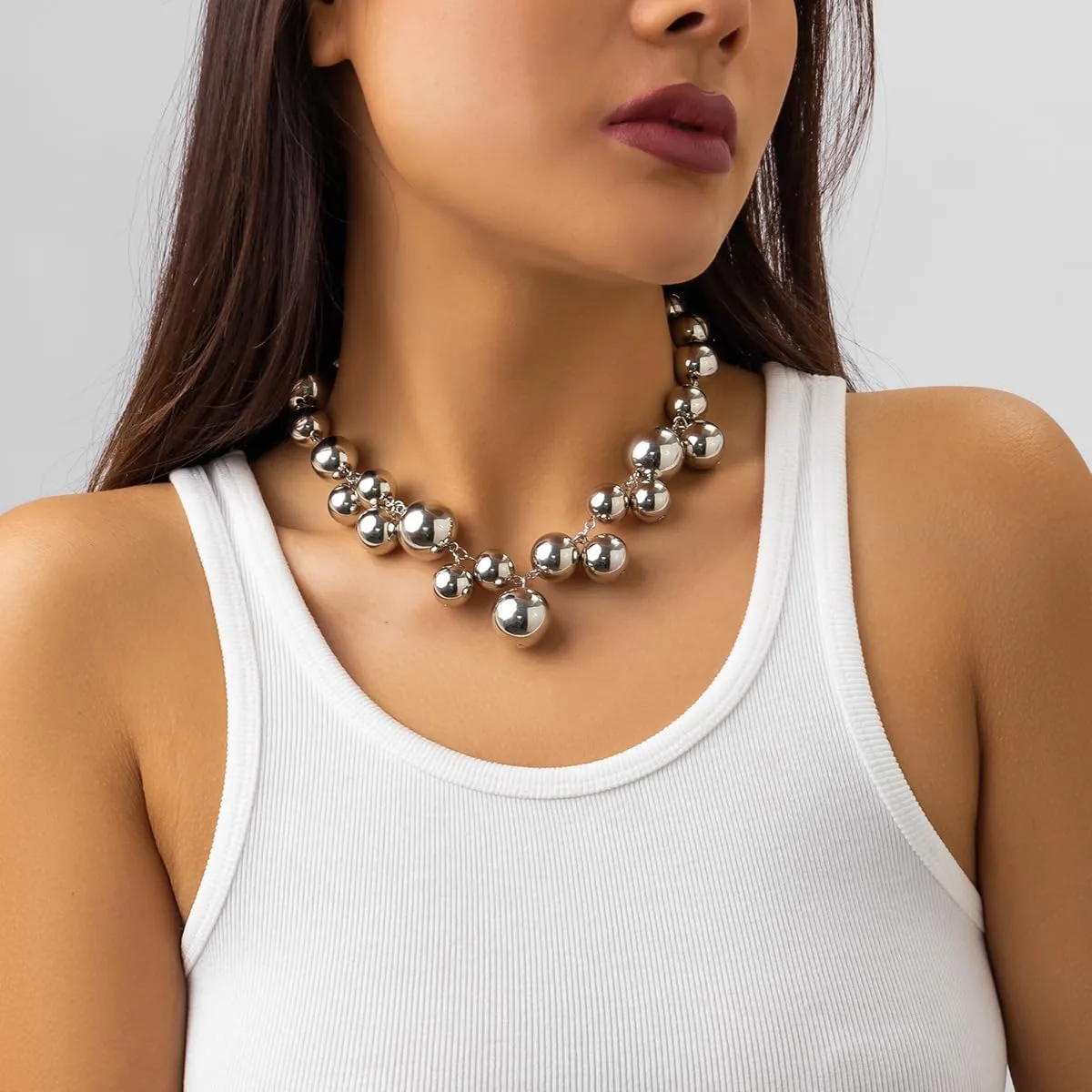 Pearl Necklace for Women Big Chunky Pearl Choker Necklace Exaggerated Large Pearl Necklace Dainty Statement Bride Wedding Jewelry