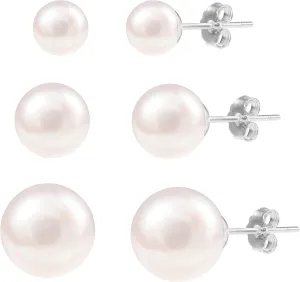 Pearl Stud Earrings for Women Studs Set AAA Pearl Studs Hypoallergenic Sterling Silver Pearl Earrings Multi Pack