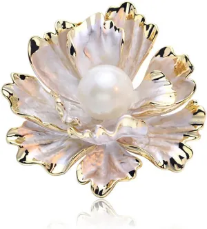 Peony Flower Brooch for Women Vintage Pearl Flower Brooch Pin Elegant Clothing Hat Bag Accessories Christmas Birthday Banquet Jewelry