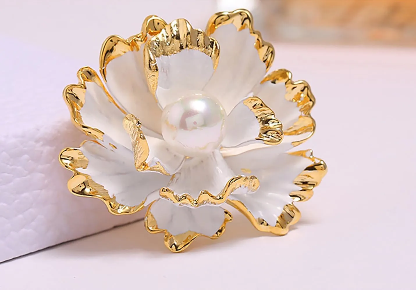 Peony Flower Brooch for Women Vintage Pearl Flower Brooch Pin Elegant Clothing Hat Bag Accessories Christmas Birthday Banquet Jewelry