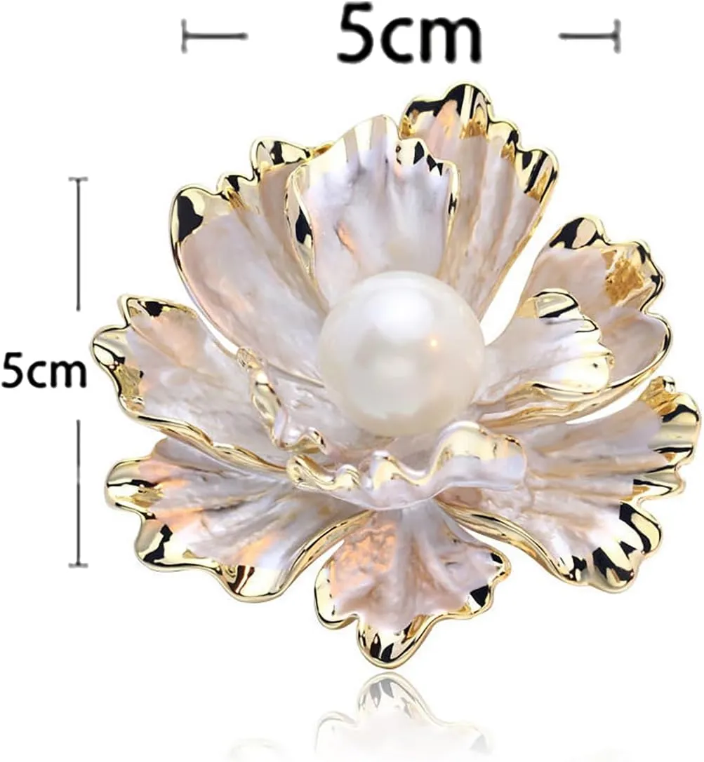 Peony Flower Brooch for Women Vintage Pearl Flower Brooch Pin Elegant Clothing Hat Bag Accessories Christmas Birthday Banquet Jewelry