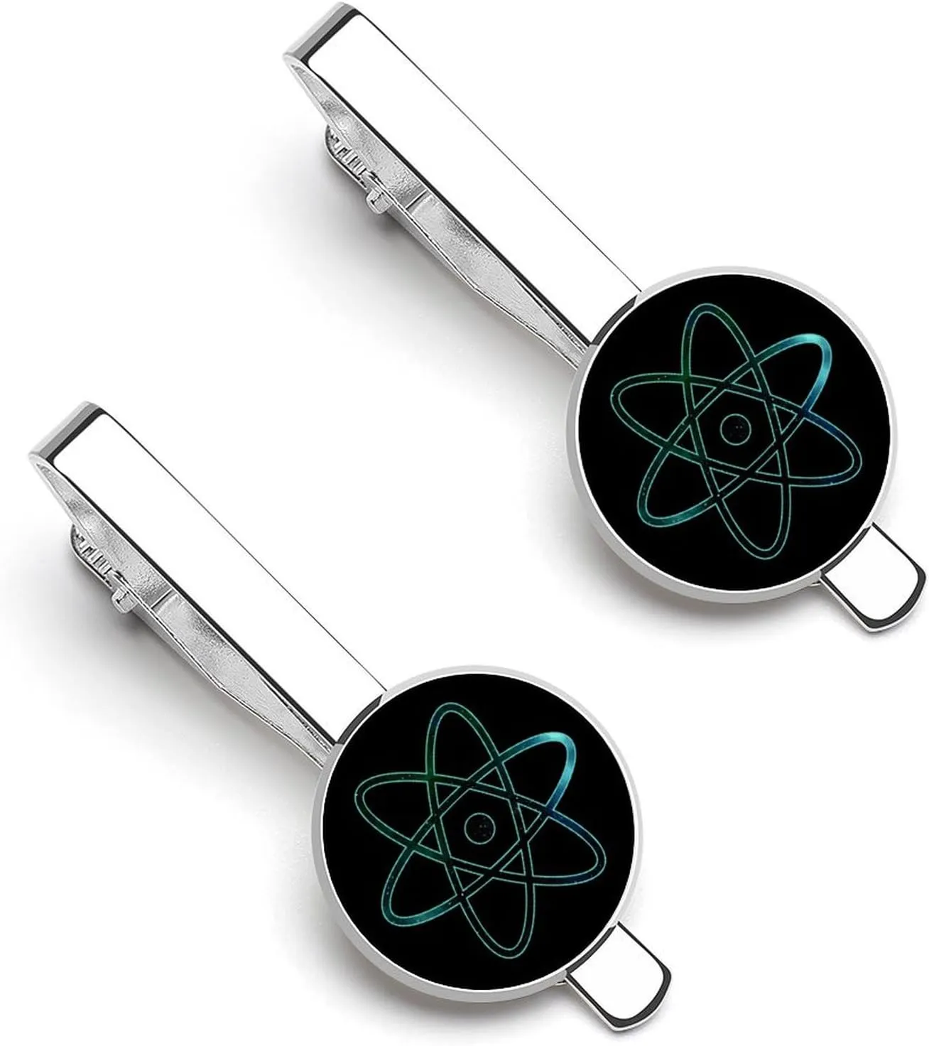 Physical Atom Stars Sky Spaces 1 Pair Tie Clips Necktie Bar Pinch Clip for Wedding Business