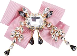 Pink Bow tie brooches for Women Bowknot Necktie Ribbon tie Clip Pins Cravat Jabot Collar Rhinestone Brooch pin for Party Wedding Shirt Dress (BV15)