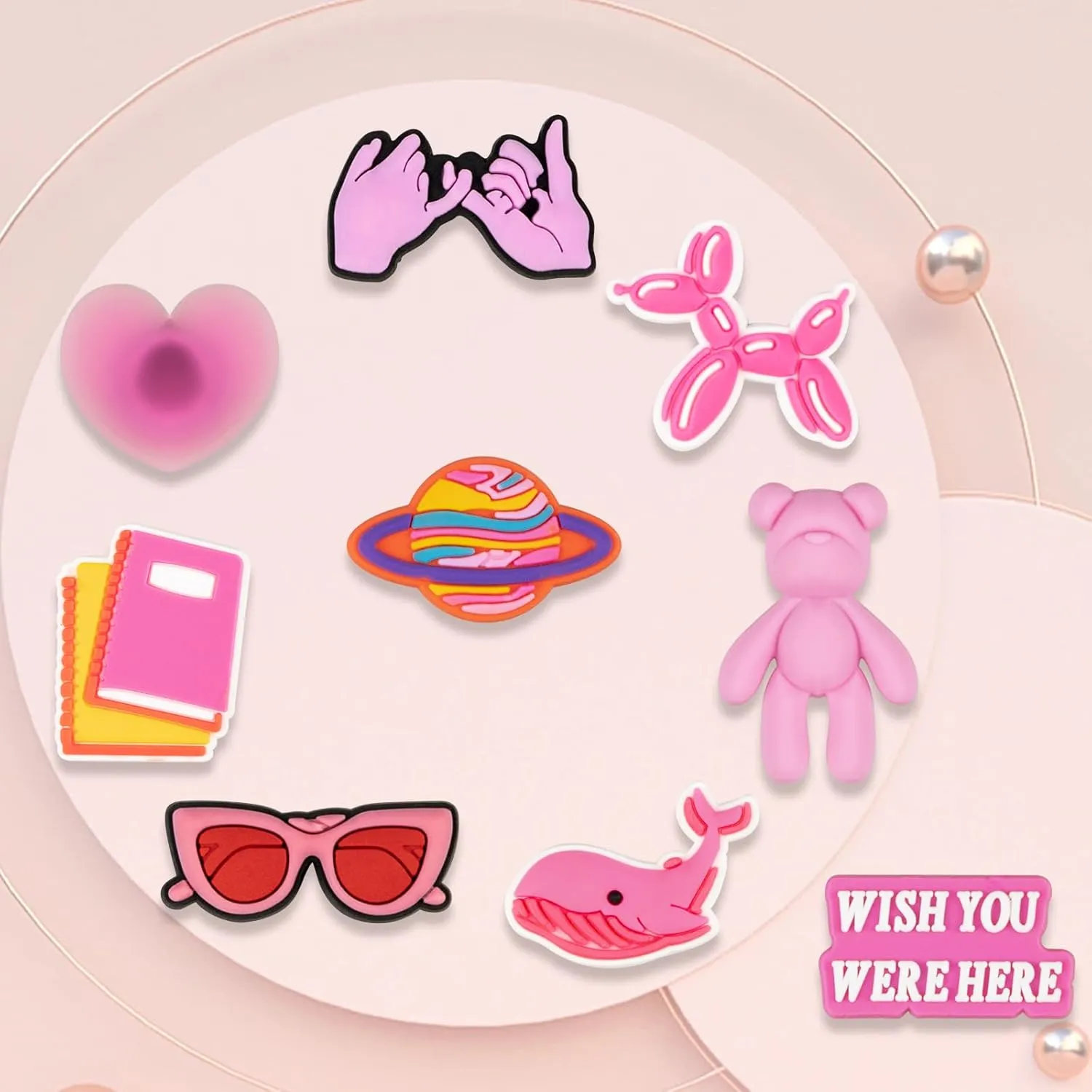 Pink Girls Decoration Charms, Cute Girly Charm Gift for Girls Kids Teens Women Adults-35Pcs