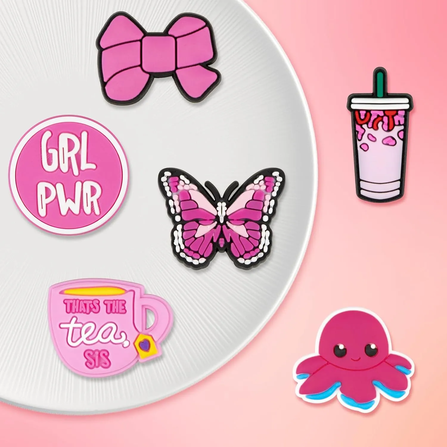 Pink Girls Decoration Charms, Cute Girly Charm Gift for Girls Kids Teens Women Adults-35Pcs