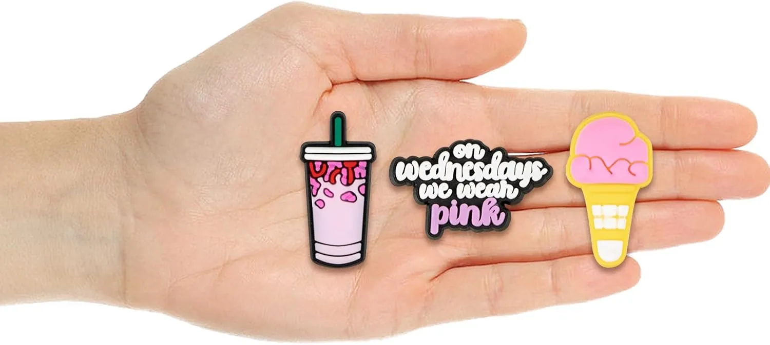 Pink Girls Decoration Charms, Cute Girly Charm Gift for Girls Kids Teens Women Adults-35Pcs