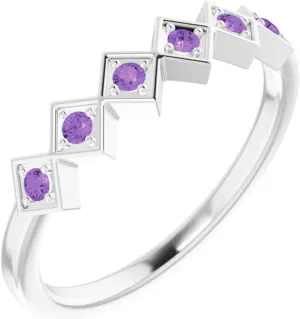 Platinum Amethyst Stackable Fashion Ring Fine Jewelry For Women Gifts For Her, Size 7